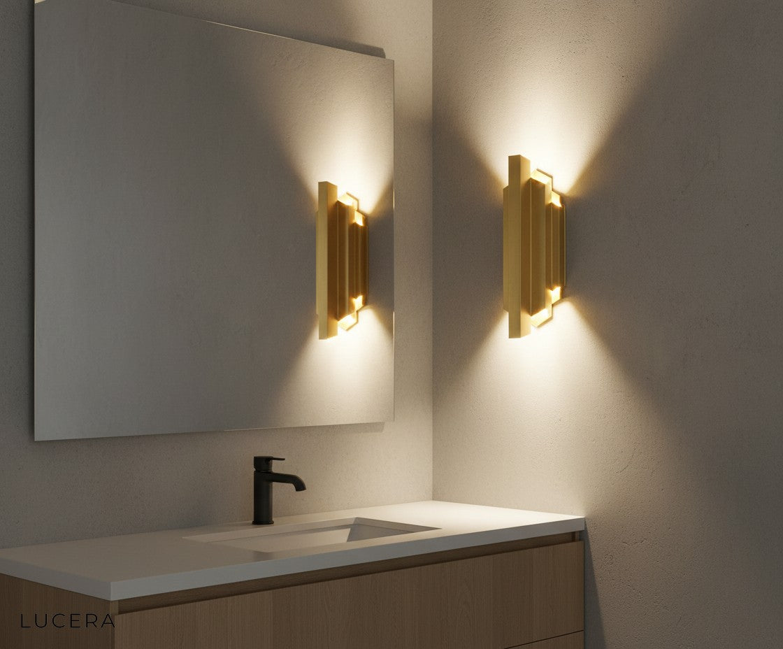 Jetee retro copper wall sconce in dining room corner with warm inviting atmosphere