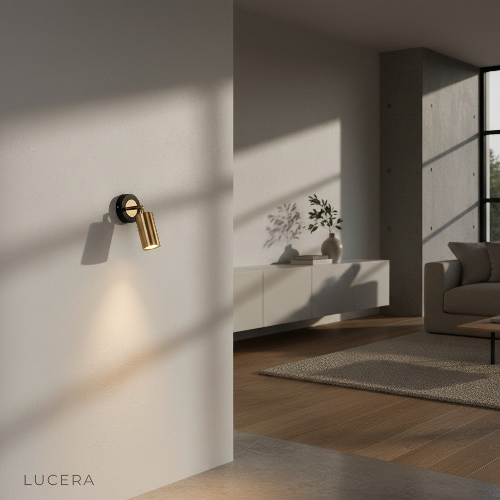helical wall lamp nighttime ambiance in minimalist bedroom with subtle luxury