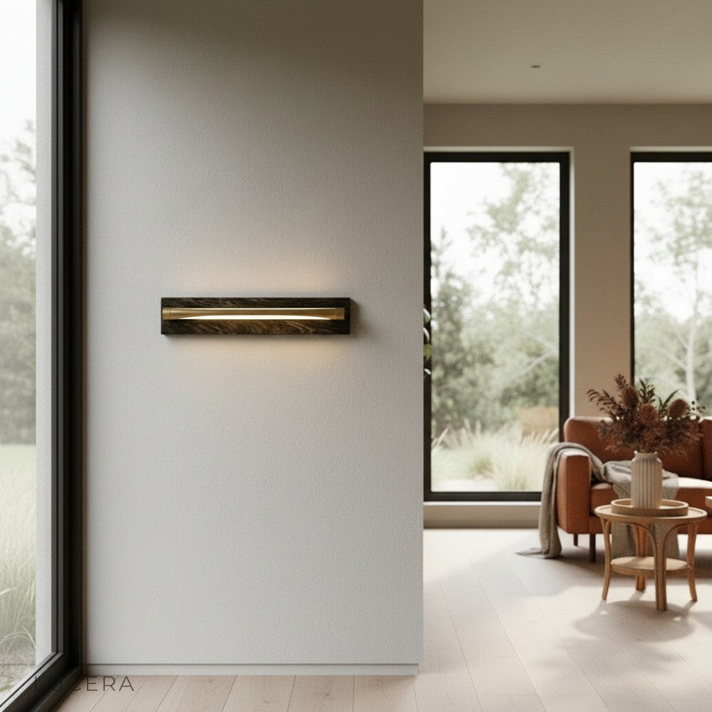 Presto wall lamp as accent piece in contemporary living room at night