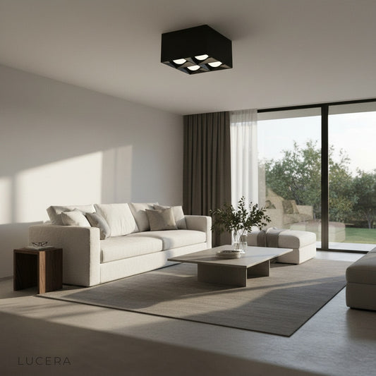 studio shot of Lucera Quartet LED downlight in matte aluminum finish