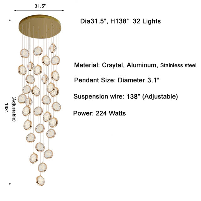 Topaz Staircase Crystal Chandelier - Pendant Lights | Lucera Lighting