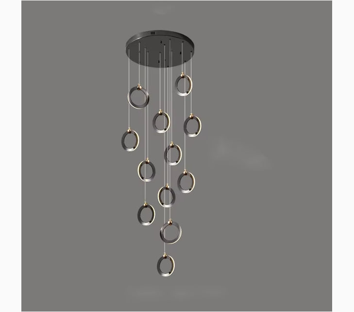 Birch Gold Black LED Pendant Rings Chandelier - Pendant Lights | Lucera Lighting