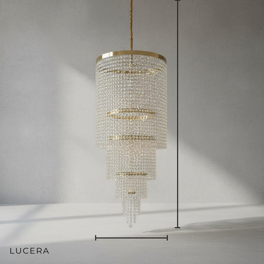 Tarn Crystal Circular Spiral Chandelier - Chandeliers | Lucera Lighting
