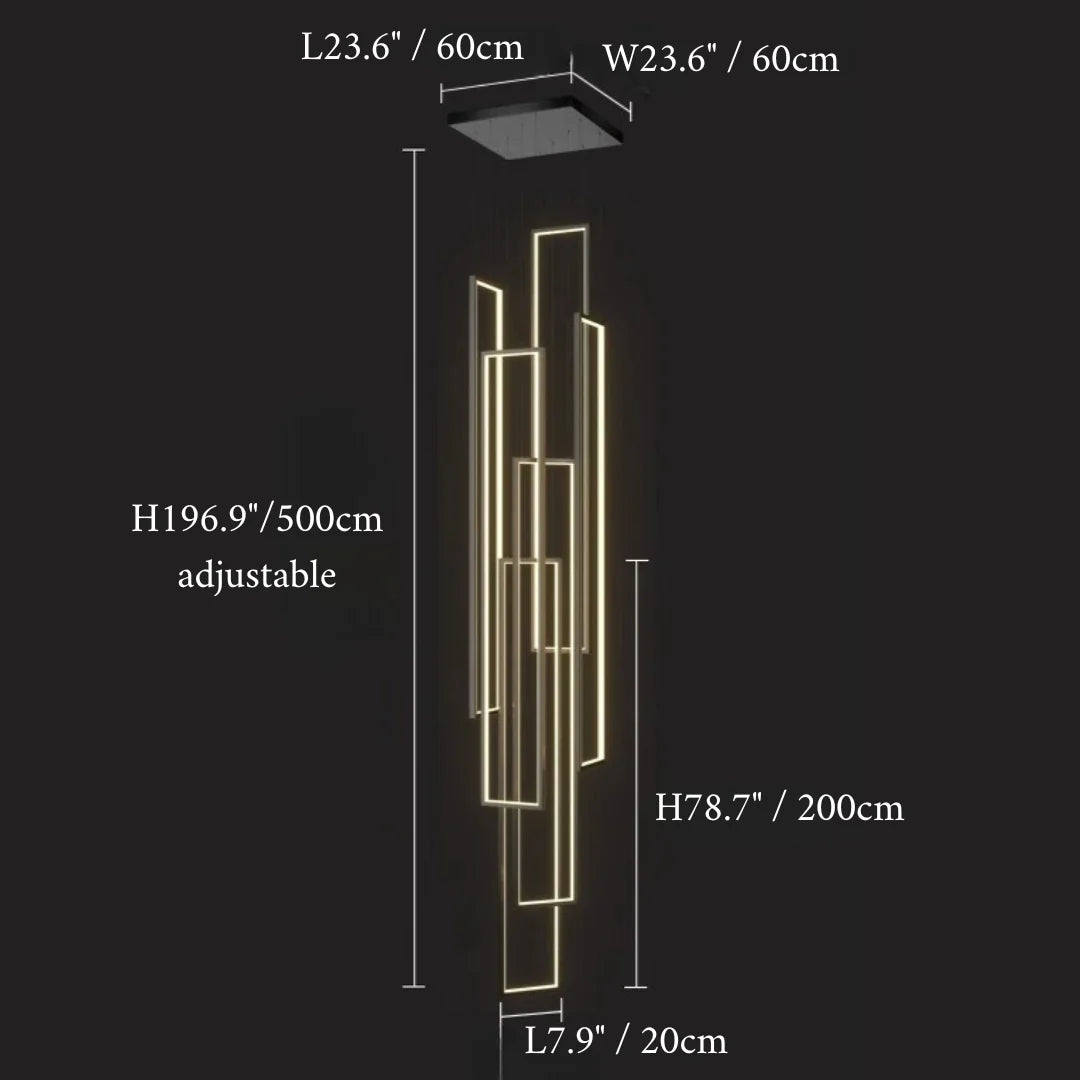 Sage Rectangle Hanging LED Chandelier - Pendant Lights | Lucera Lighting