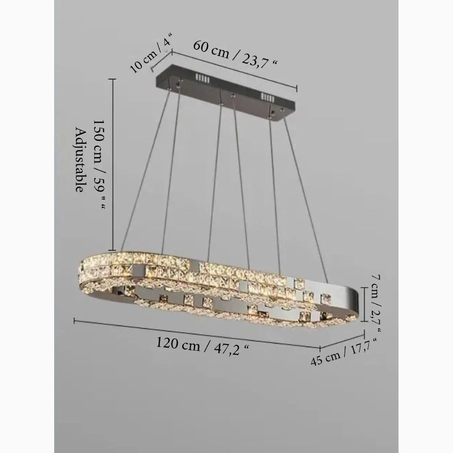 Skald Oval LED Crystal Chandelier with Drops - Pendant Lights | Lucera Lighting
