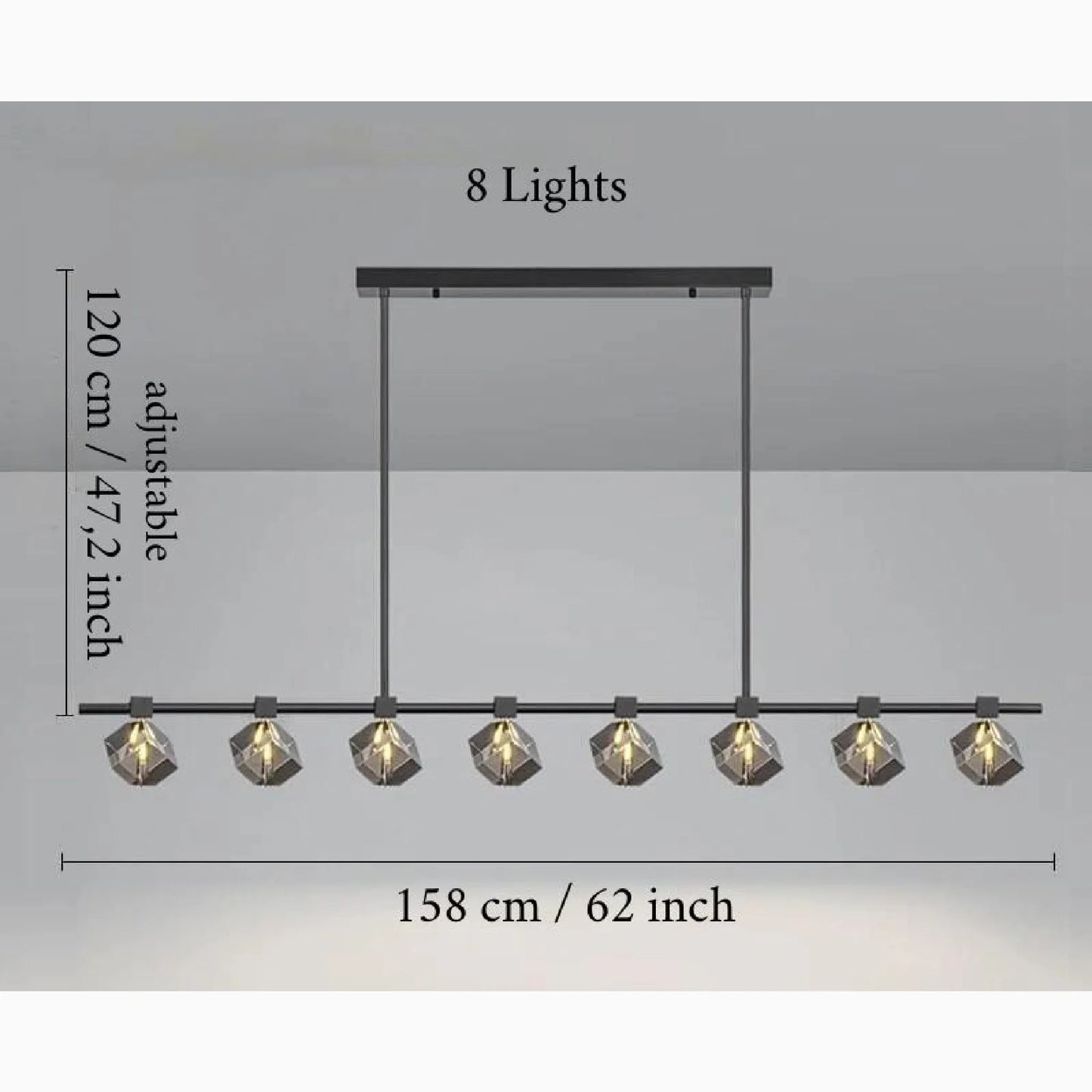 Sif Long Linear LED Crystal Chandelier - Pendant Lights | Lucera Lighting