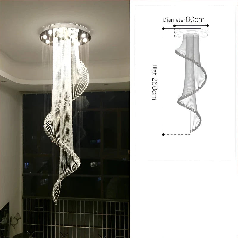 Hazel Spiral Crystal LED Chandelier - Chandeliers | Lucera Lighting