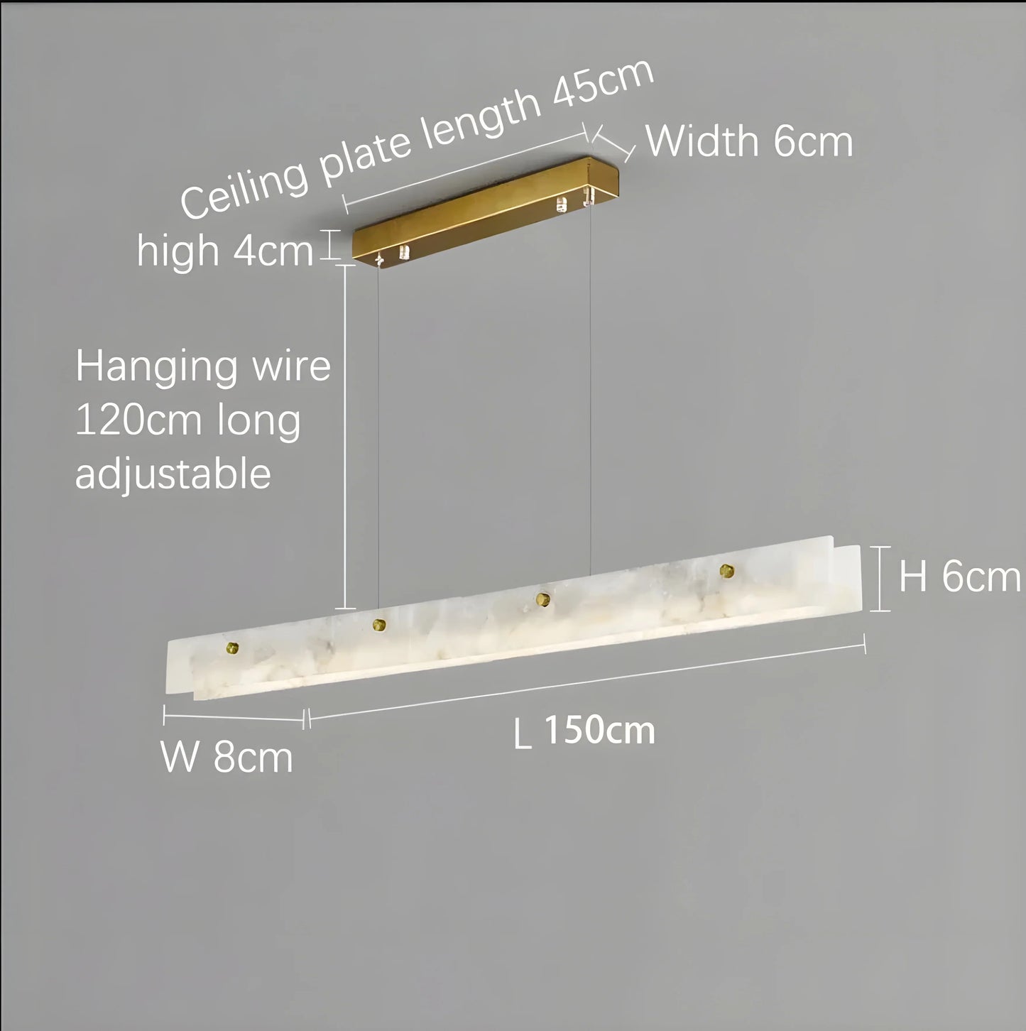 Incarnadine Lux Modern Marble Rectangle Chandelier - Pendant Lights | Lucera Lighting