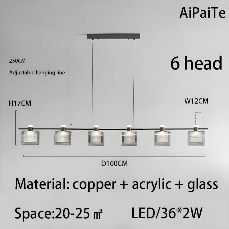 Glaucous Glass Cube Chandelier - Pendant Lights | Lucera Lighting