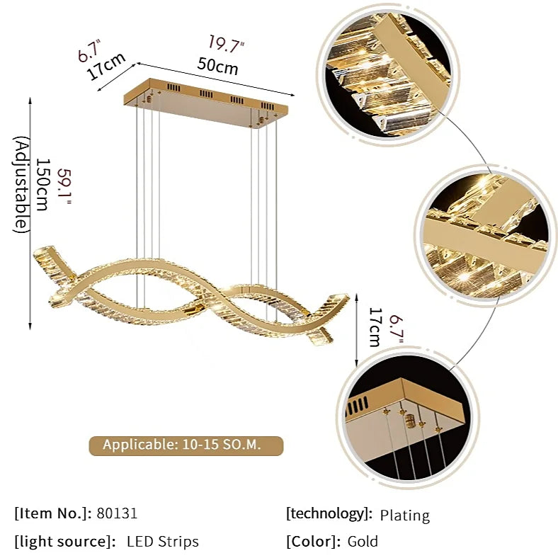 Natt LED Chandelier Wave Design - Chandeliers | Lucera Lighting