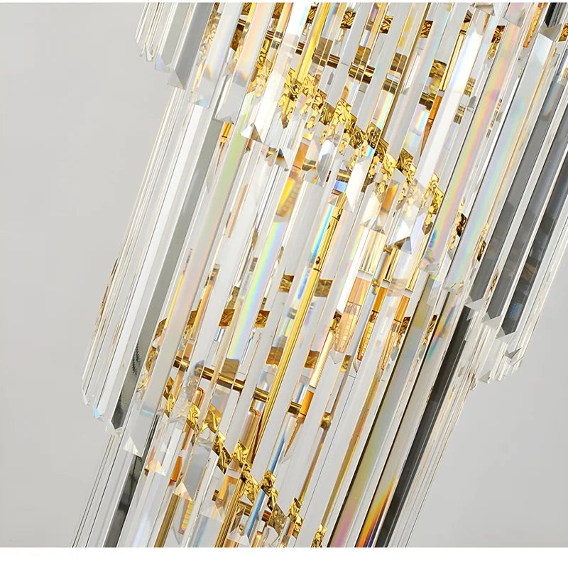 Hawthorn Long Gold Modern Crystal Chandelier - Chandeliers | Lucera Lighting