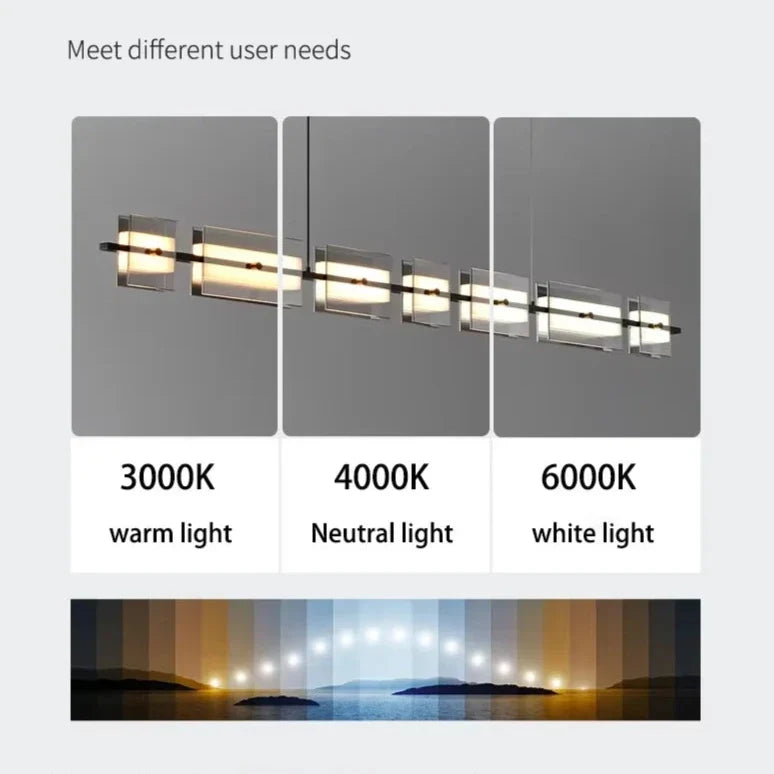 Icterine Modern Rectangle Copper Glass Chandelier - Pendant Lights | Lucera Lighting
