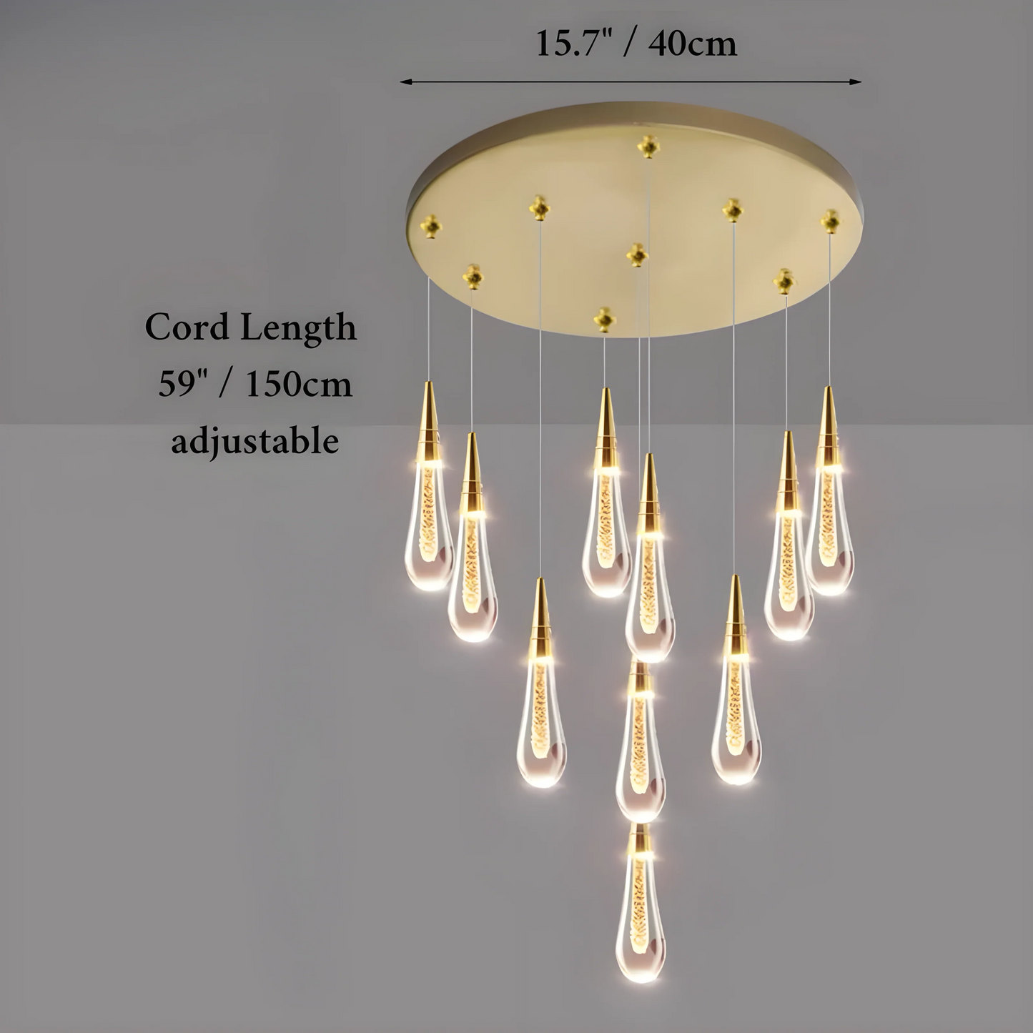 Blackthorn Water Drop Crystal Chandelier - Pendant Lights | Lucera Lighting