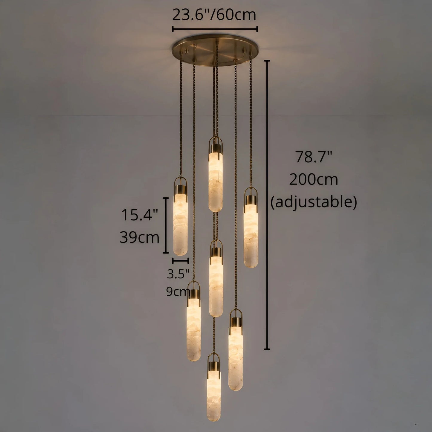 Gneiss Noctis Alabaster Staircase Pendant Chandelier - Pendant Lights | Lucera Lighting
