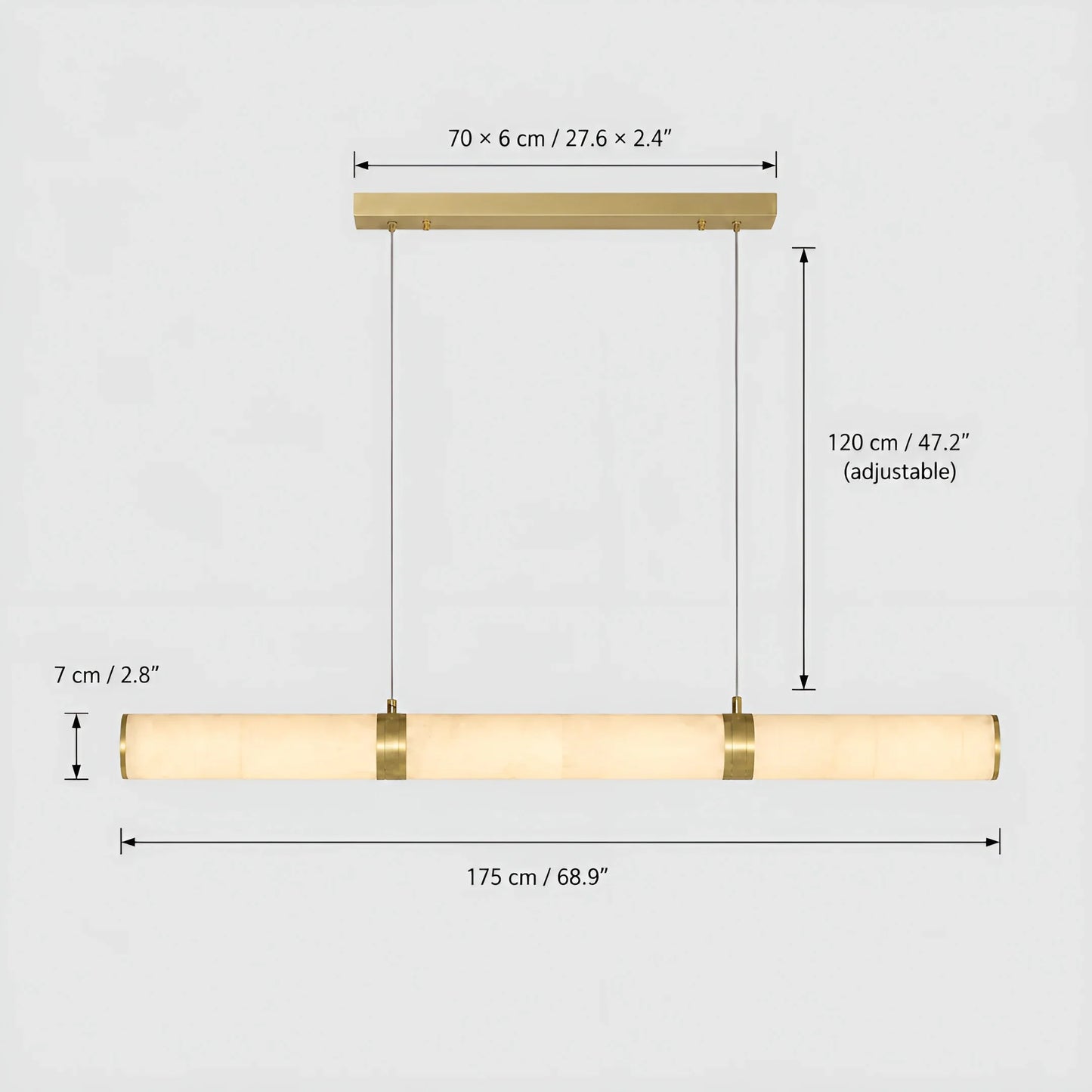 Mauve Linear Alabaster Tube Pendant Light - Pendant Lights | Lucera Lighting