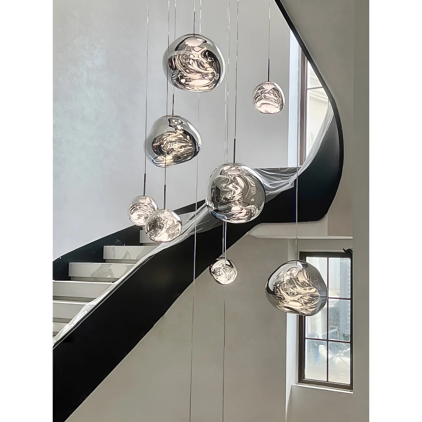 Zion Modern LED Bubble Staircase Chandelier - Pendant Lights | Lucera Lighting