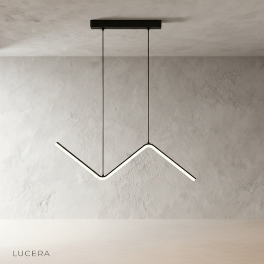 Grisaille pendant light studio shot front view with sleek black metal frame