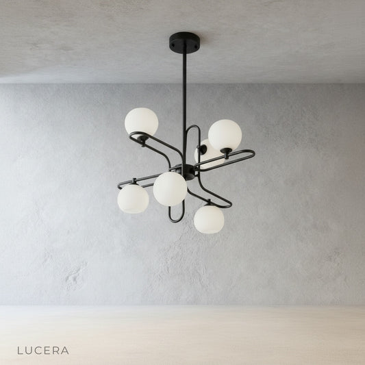 litany chandelier six-light copper finish studio front view