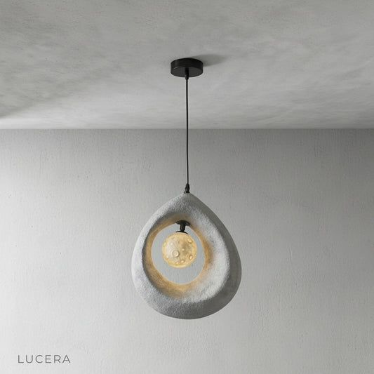 Studio shot of kelp pendant light on clean white background, front view