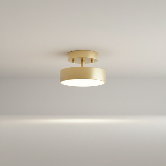 studio shot of Talisman ceiling light with copper frame and LED bulbs