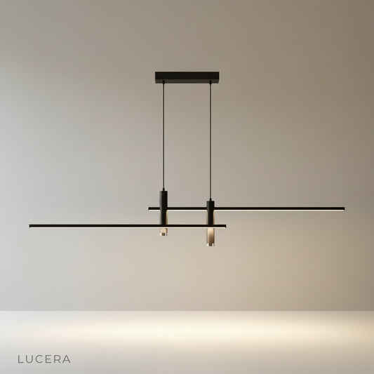 Studio shot of Indian Red Pendant Light with sleek aluminum and acrylic shade on clean white background