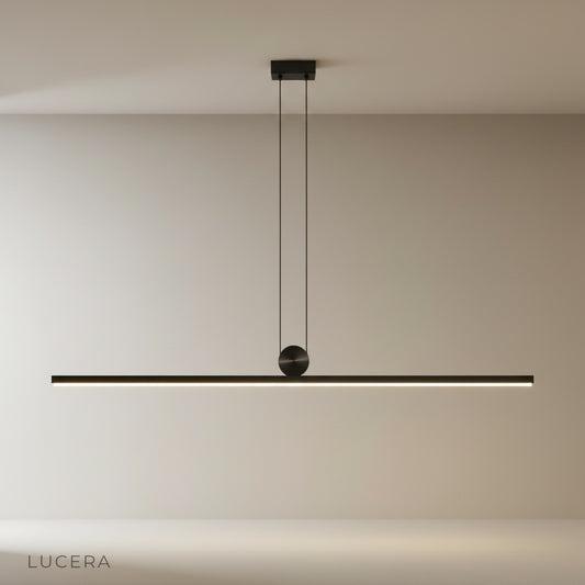 Eleonora pendant light studio shot front view showing sleek aluminum and acrylic circular form