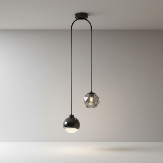Studio shot of the Vale pendant light with a metallic gold finish and crystal accents
