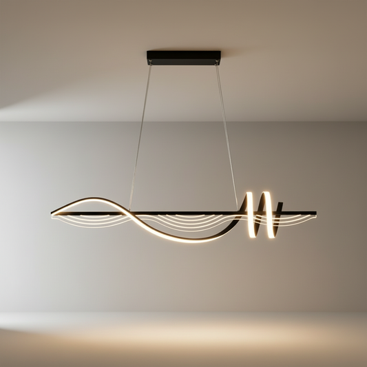 studio shot of Ulysse chandelier in polished black finish with acrylic diffuser