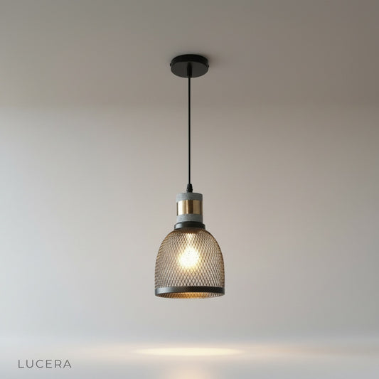 Pontiff pendant light studio shot on clean white background showing full metal body