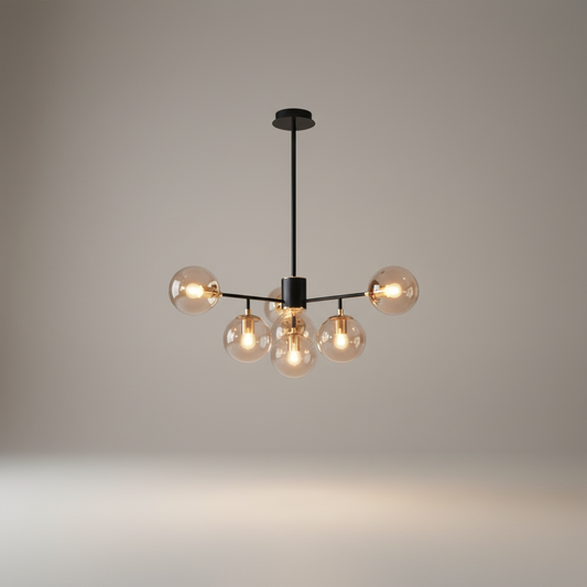 Yett chandelier studio shot on clean white background showing full iron body