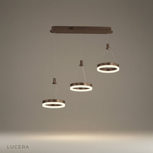 Haze Round LED chandelier studio shot on clean white background, front view