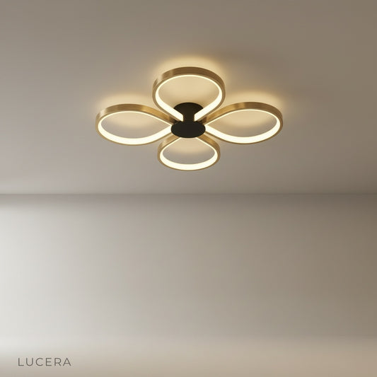 studio shot of Lucera Captivating Ceiling Light with clover-shaped circular LED rings