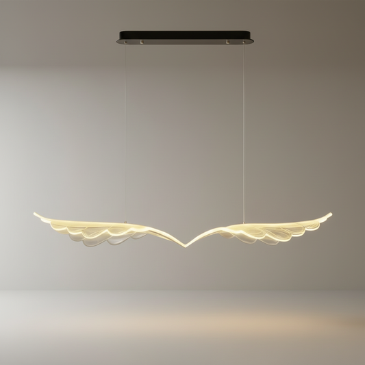 Studio shot of the Twilight Wing Chandelier with symmetrical outstretched wings in matte black metal