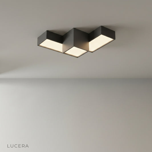 Bone Black Ceiling Light front view on clean white studio background