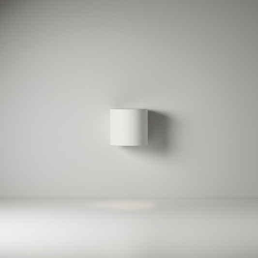 studio shot of venerate wall lamp front view with aluminum body