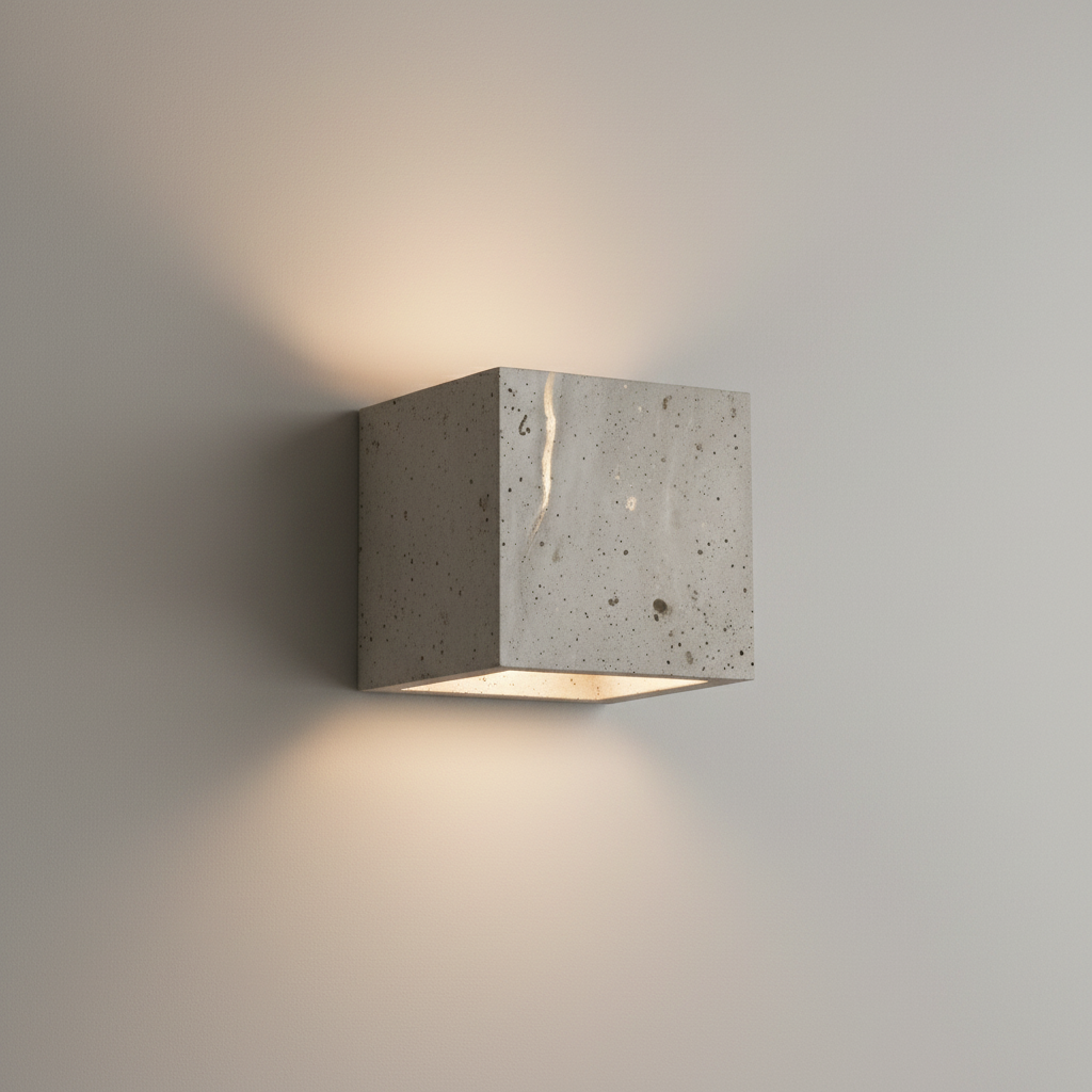 natural yellow travertine wall lamp glowing in modern living room