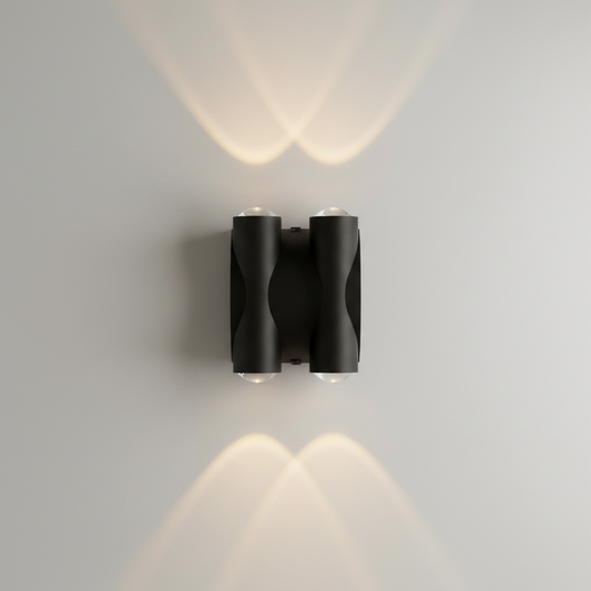 studio shot of sleek cylindrical xylophone wall light against white background