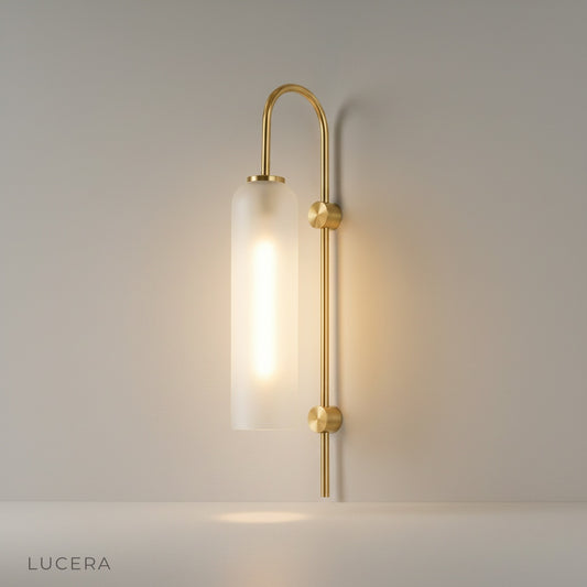 studio shot of Finale glass wall lamp on a clean white wall