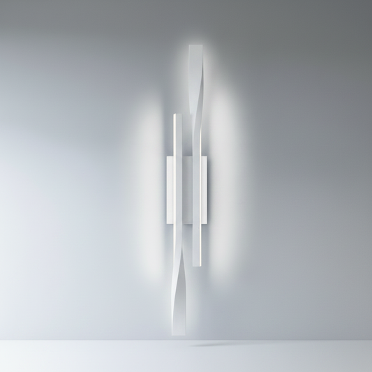 studio shot of black metal wall lamp with sleek rectangular LED light bar