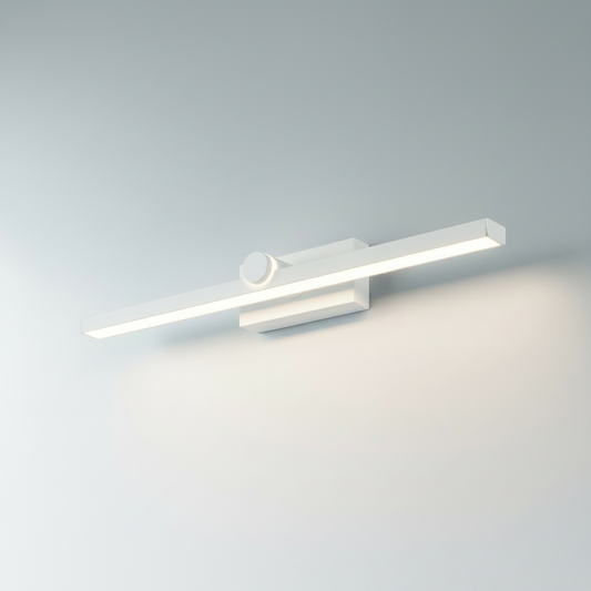 Minimalist Scheele's Green linear wall lamp on clean studio background, front view