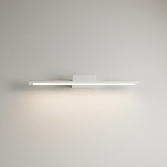 Studio shot of the Wave Wall Lamp front view with matte black finish and curved aluminum shade