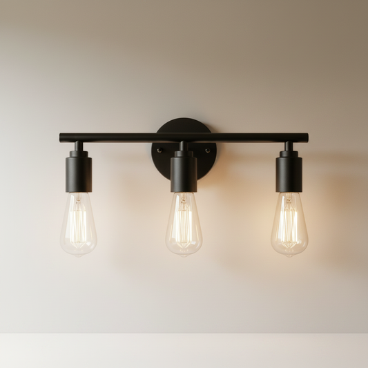 Minimalist iron Wing Wall Lamp studio shot on clean white background, front view