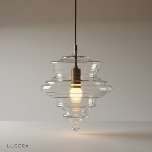 Crepuscular pendant light studio shot on clean white background front view