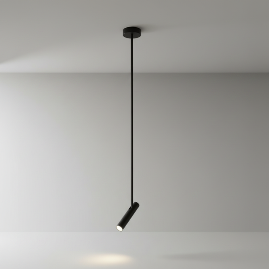 studio shot of Lazarist pendant light with dual stainless steel tubes on clean background