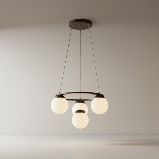 studio shot of Urania chandelier centered against clean white background showing full structure