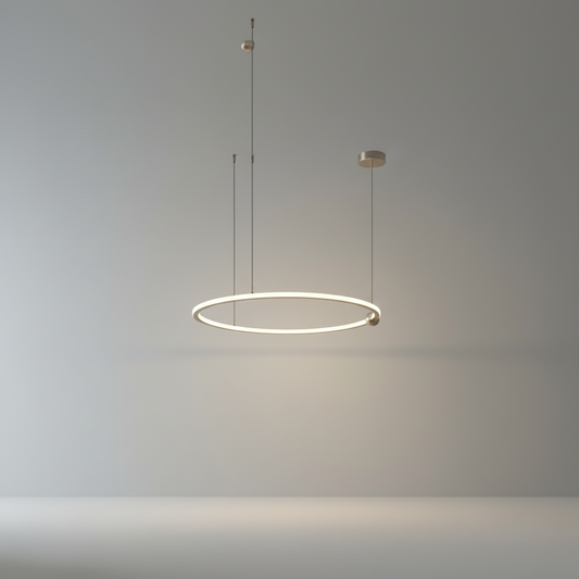 Vaughn Chandelier studio shot front view with seamless silicon lampshade rings