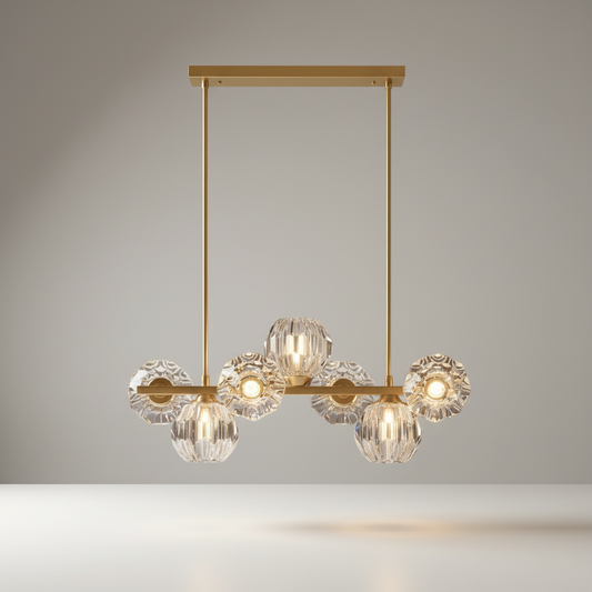 Studio shot of Unisono Linear Chandelier front view on clean white background