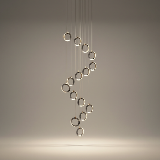 Birch Gold Black LED Pendant Rings Chandelier - Pendant Lights | Lucera Lighting