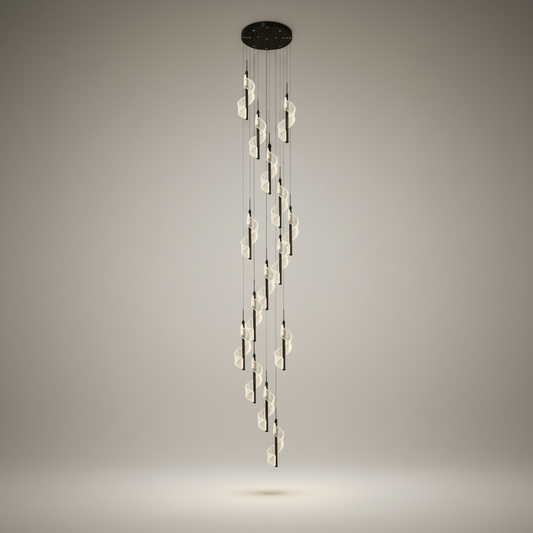 Vael Long Spiral LED Pendant Chandelier - Chandeliers | Lucera Lighting