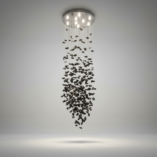 Dorn Floating Crystal Chandelier with Stones - Chandeliers | Lucera Lighting